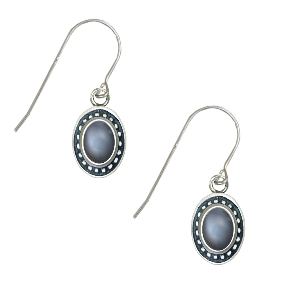 Sterling Silver Grey Moonstone Gemstone Drop Dangle Earrings